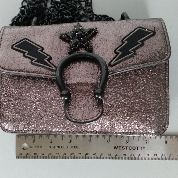Steve Madden Grey Glitter Steel Chain Crossbody Bag - Picture 13 of 13